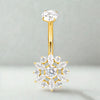 Titanium Bezel-Set CZ Top with CZ Flower Belly Button Ring