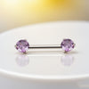 Threadless Titanium Nipple Barbell–Prong Set CZ Ends | Push-In Style Body Piercing Jewelry