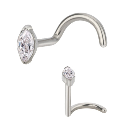Wholesale ASTM F136 Titanium Marquise CZ Nose Stud