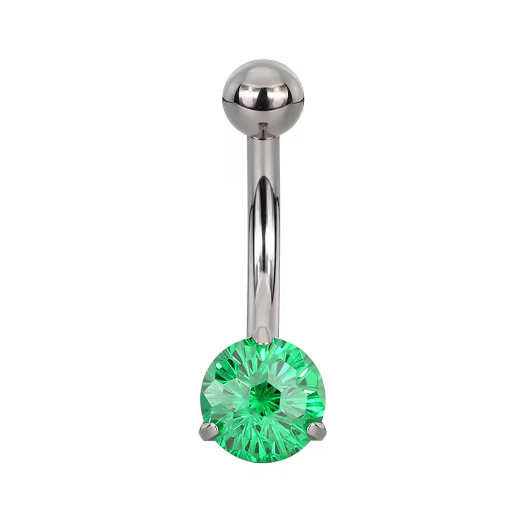 Titanium Belly Button Ring with Prong-Set CZ – Hypoallergenic Navel Jewelry