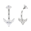 F136 Titanium Navel Ring with CZ Flower Top