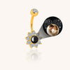 Flower Belly Button Ring with CZ Crystal Custom Photo Projection Personalized Memory Piercing Jewelry