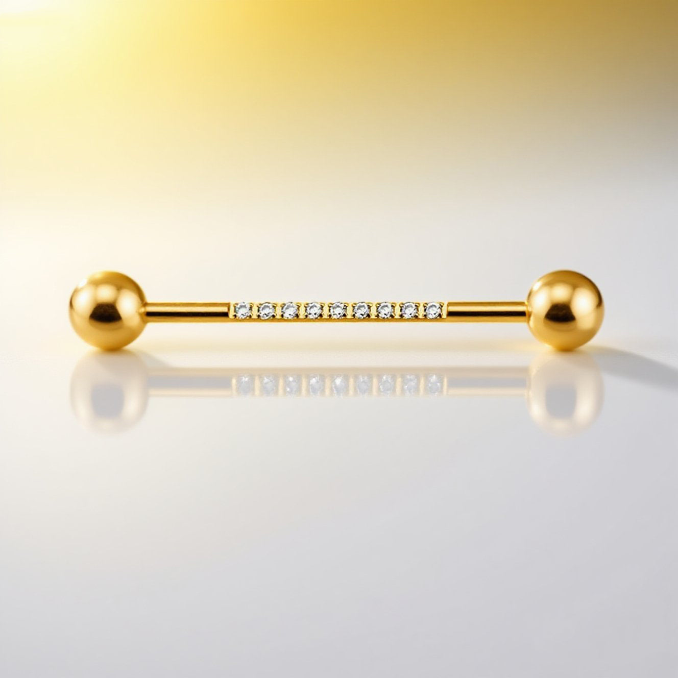 Internally Threaded Industrial Barbell – CZ Pave on Pole