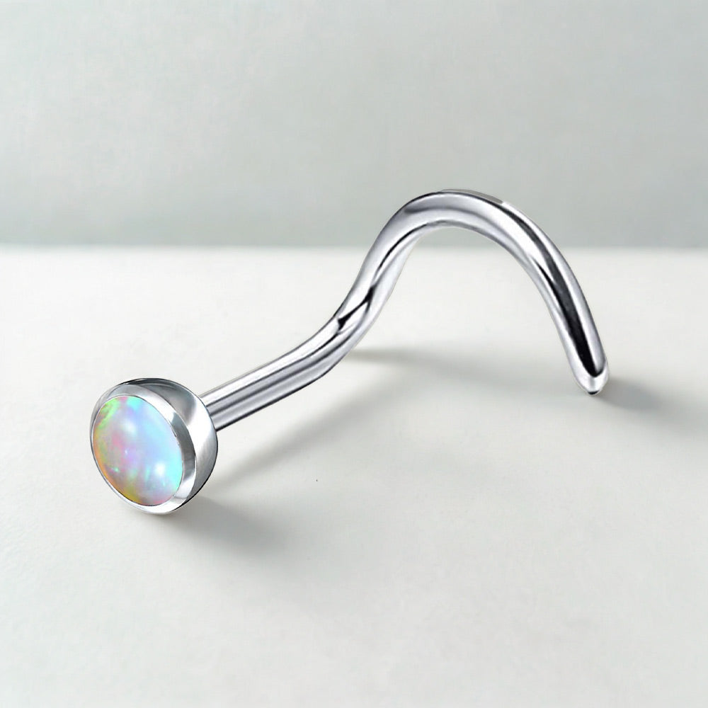 Internally Threaded Titanium Nose Piercing – Bezel Gem Set