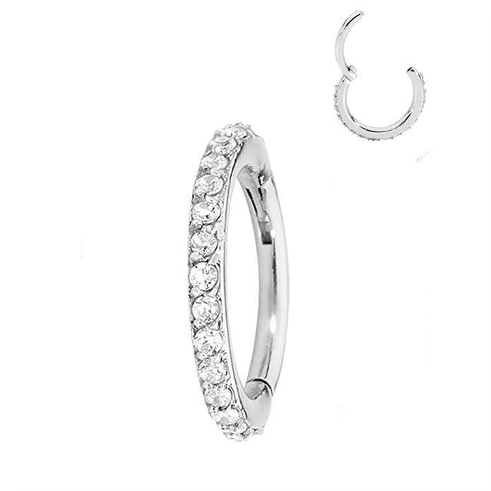 316L Stainless Steel Half Circle CZ Blaze Hoop | Bendable Segment Piercing Ring for Ear – Unisex