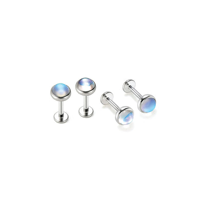 Moonstone Flat Back Stud–Internally Threaded Piercing Jewelry for Ear,Cartilage or Lip