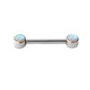 ASTM F136 Titanium 14G Internally Threaded Barbell with Bezel-Set Opal – Nipple, Lip, Eyebrow Piercing Jewelry
