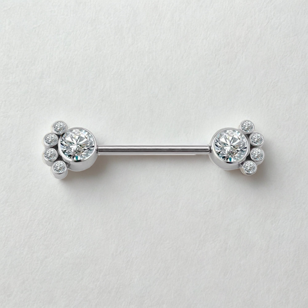High-Quality ASTM F136 Titanium Push-In 5 CZ Blaze-Set Nipple & Navel Barbell Piercing Jewelry for Women