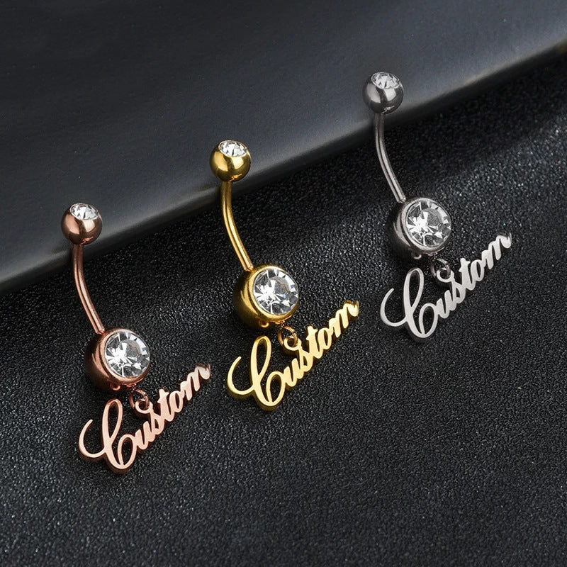 316L Custom Name Navel Ring–Personalized Belly Piercing Gift