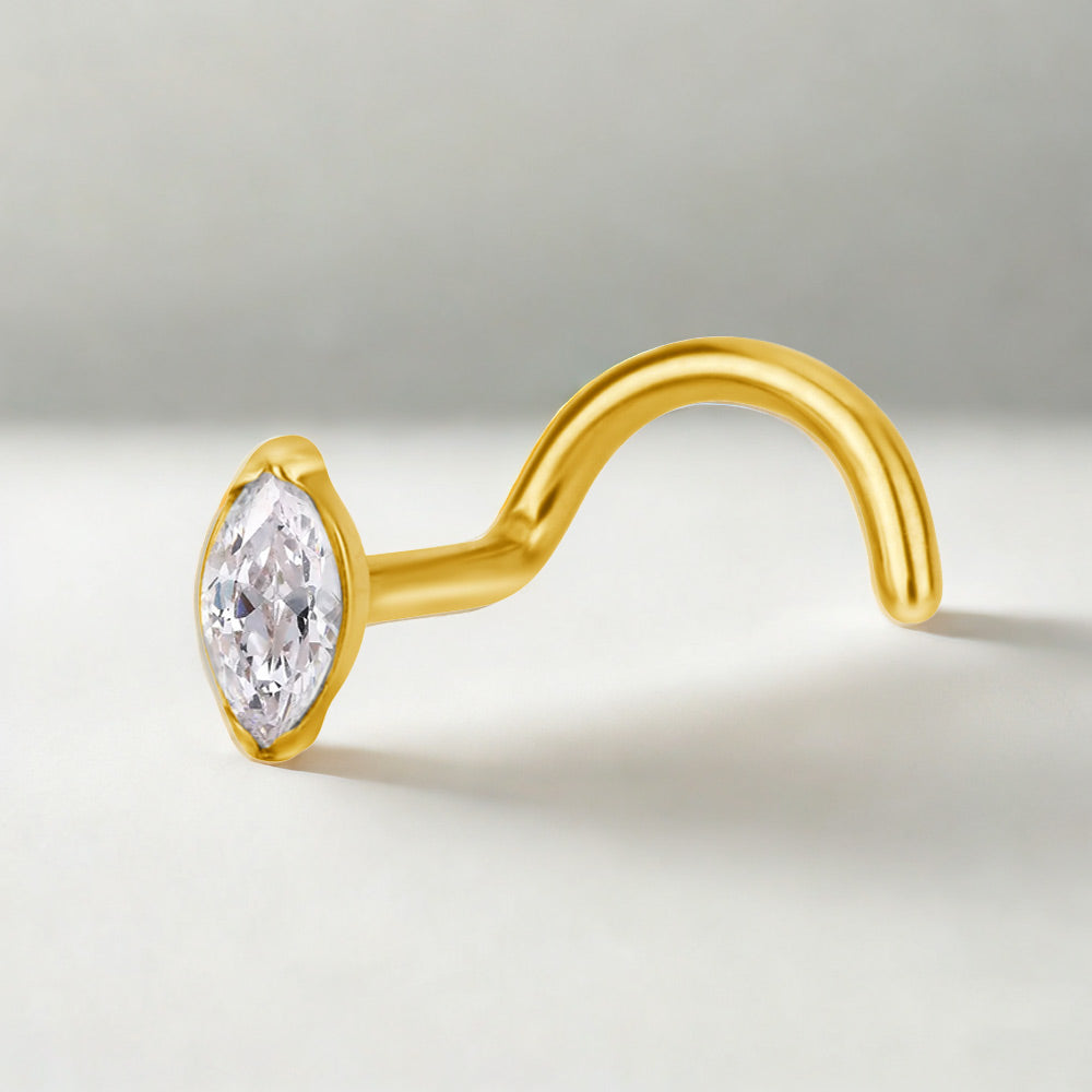 Wholesale ASTM F136 Titanium Marquise CZ Nose Stud