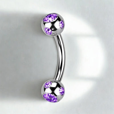 316L Stainless Steel Eyebrow Piercing – Gem Curved Barbell Banana Ring