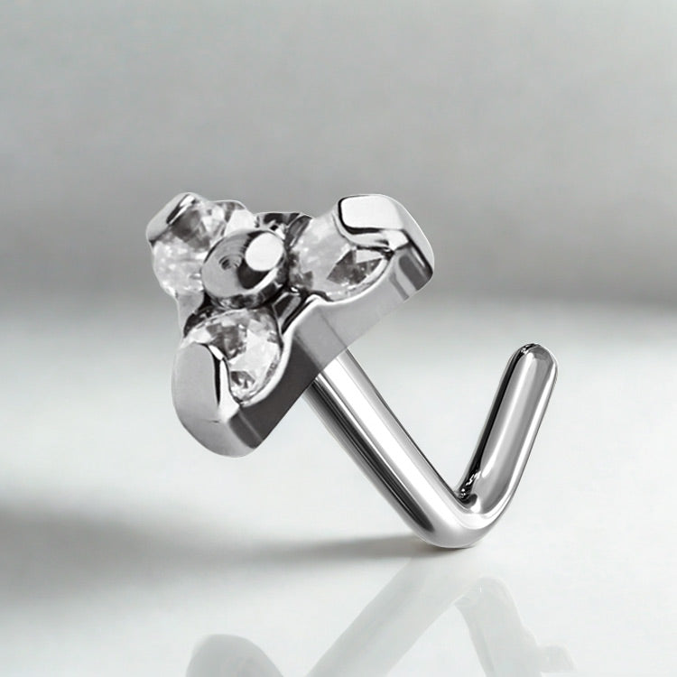 Medical Grade Titanium Nose Studs – Fire Top Opal & CZ Set