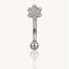 Titanium Flower Curved Barbell With Prong Set