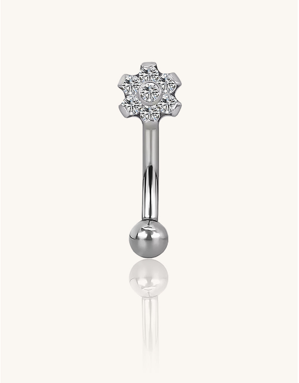 Titanium Flower Curved Barbell With Prong Set