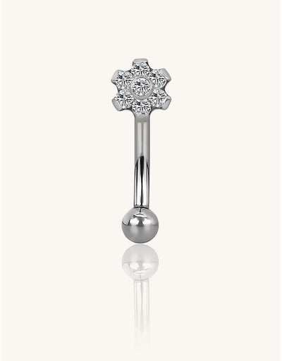 Titanium Flower Curved Barbell With Prong Set