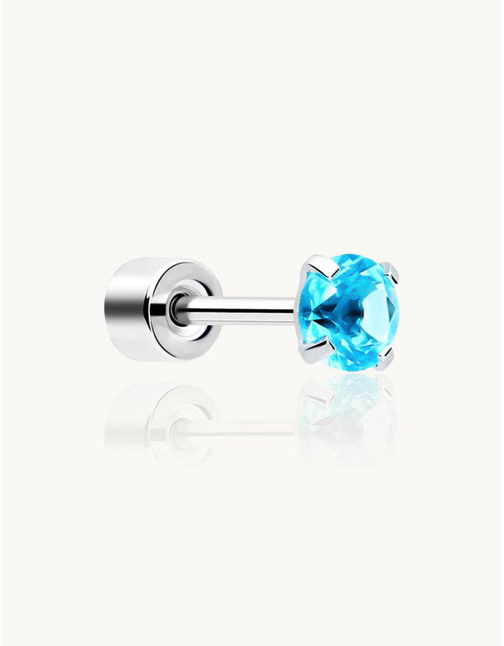 14K White Gold Diamond Piercing Stud Fine Helix/Cartilage Earring