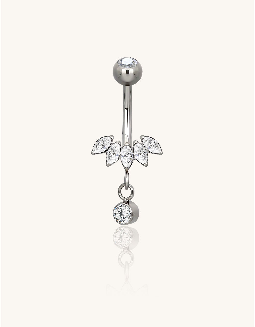 Titanium 5 Marquise With Bezel Set CZ Dangle