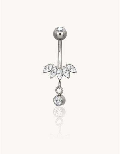 Titanium 5 Marquise With Bezel Set CZ Dangle
