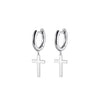 F136 Titanium D-Shaped Hoop with Cross Pendant–Hypoallergenic Earring