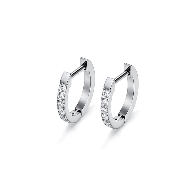 F136 Titanium D-Shaped CZ Hoop with Straight Bar–Ultra Sparkling Hypoallergenic Cartilage Ring