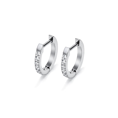 F136 Titanium D-Shaped CZ Hoop with Straight Bar–Ultra Sparkling Hypoallergenic Cartilage Ring