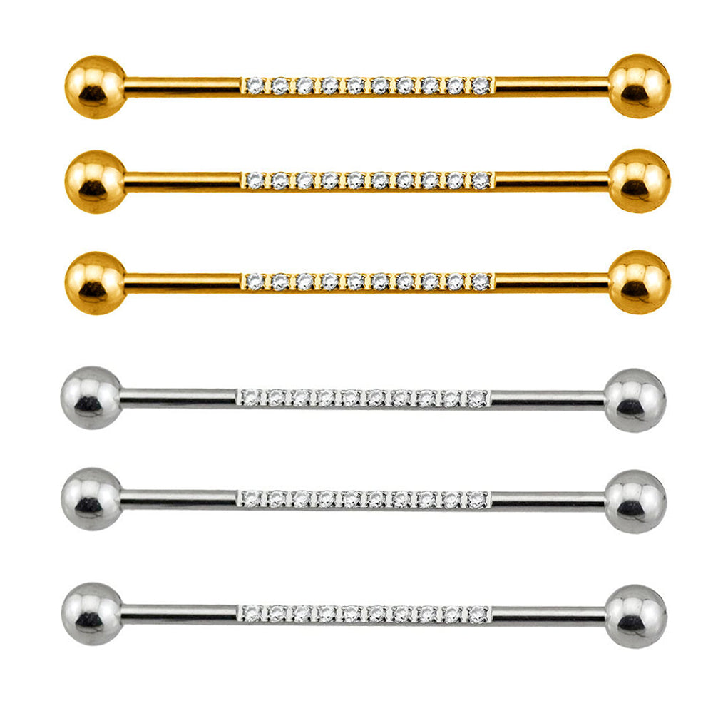 Internally Threaded Industrial Barbell – CZ Pave on Pole