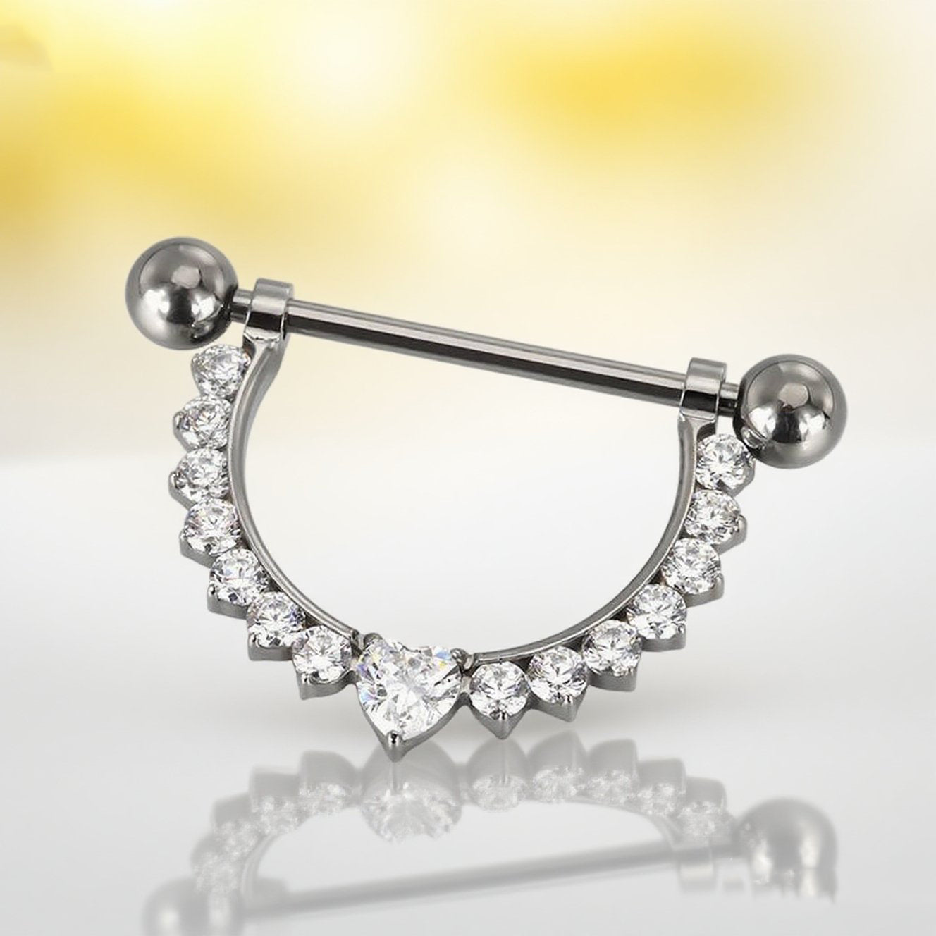 CZ Dangle Nipple Ring – ASTM F136 Titanium Barbell Piercing Jewelry