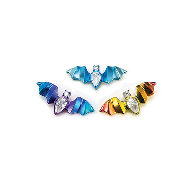 F136 Titanium Bat CZ Stud–Internally Threaded Hypoallergenic Cartilage Earring