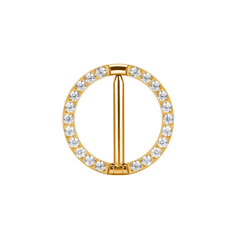 Sexy CZ Segment Nipple Ring–Implant Grade G23 Titanium Fashion Body Jewelry