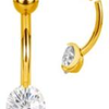 Titanium Belly Button Ring with Prong-Set CZ – Hypoallergenic Navel Jewelry