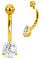 Titanium Belly Button Ring with Prong-Set CZ – Hypoallergenic Navel Jewelry