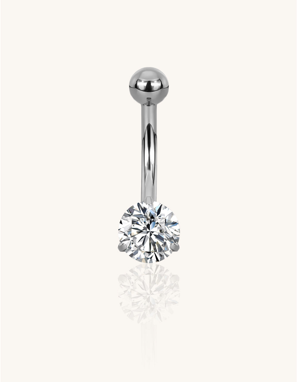 Titanium Belly Button Ring With Prong Set
