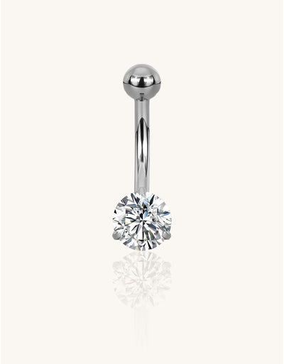 Titanium Belly Button Ring With Prong Set