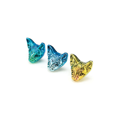 F136 Titanium Internally Threaded Sphinx Cat Ear Stud–Hypoallergenic Retro Piercing Jewelry for Cartilage,Ear,Lip