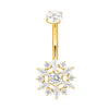 Titanium Bezel-Set CZ Top with CZ Flower Belly Button Ring