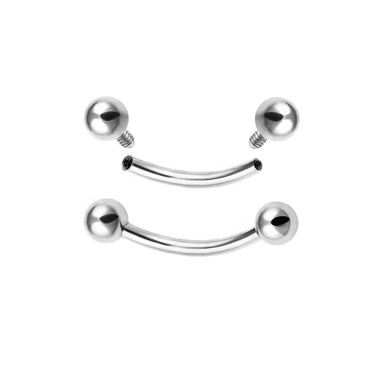 Unisex Simple Style Titanium Curved Barbell – High Grade CZ Piercing Ring
