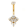Marquise CZ Cluster Flower with Round CZ Prong Belly Ring