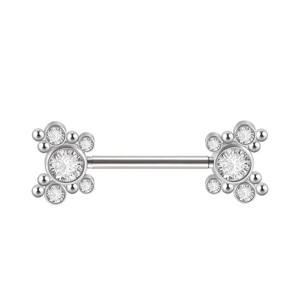 Dangle Chain Nipple Barbell – ASTM F136 Titanium with CZ Ends