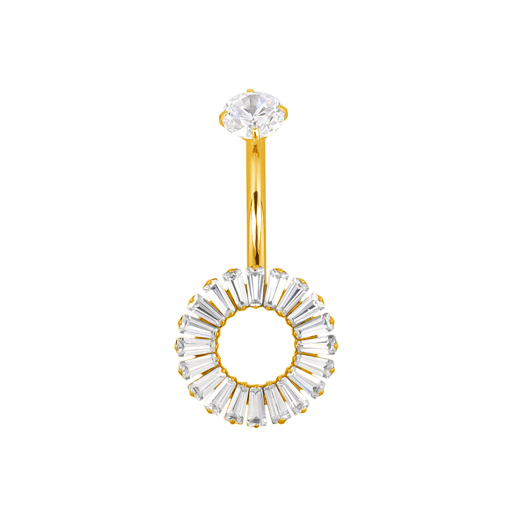 Titanium Internally Threaded Asscher-Cut CZ Navel Ring