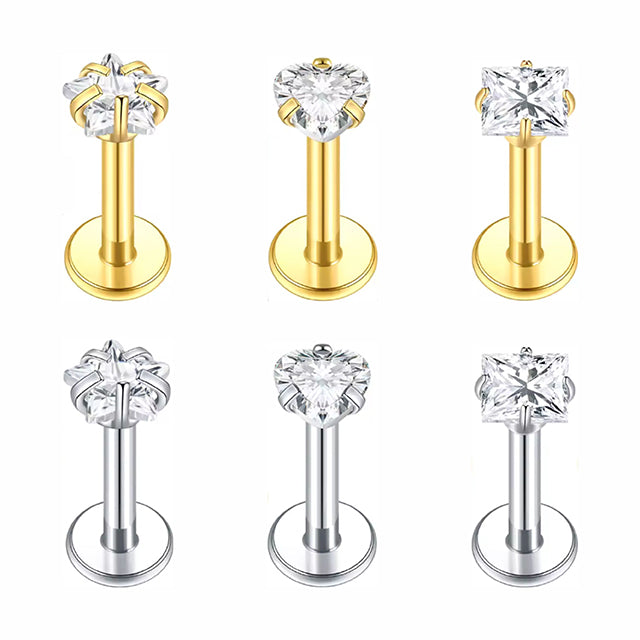 Accessories 16G/14G Internal Thread Triangle Cone Labret Jewelry Top