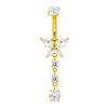 F136 Titanium Belly Ring with CZ Bezel Top