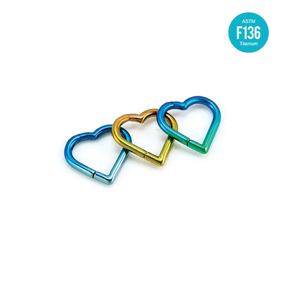 F136 Titanium Heart-Shaped Hoop Ring–Hypoallergenic Piercing Jewelry for Cartilage&Helix