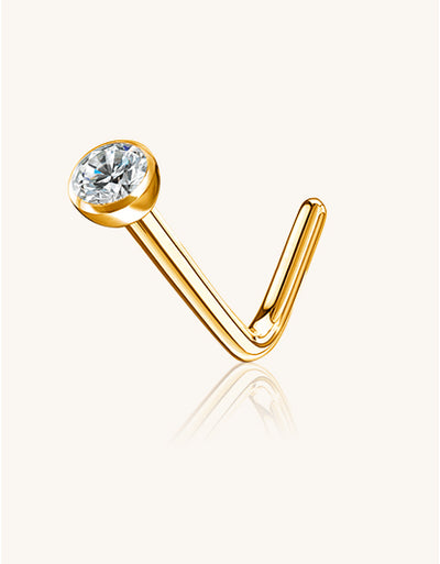Internally Threaded Titanium Nose Piercing – Bezel Gem Set