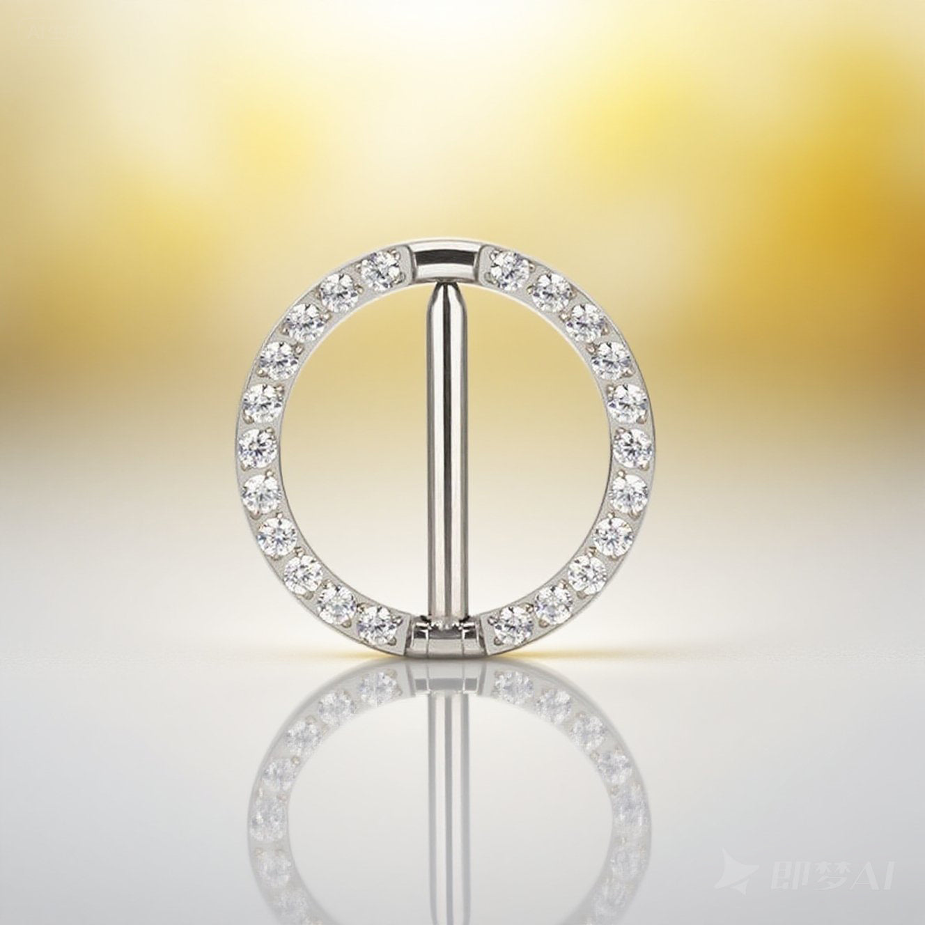 Sexy CZ Segment Nipple Ring–Implant Grade G23 Titanium Fashion Body Jewelry