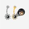 Flower Belly Button Ring with CZ Crystal Custom Photo Projection Personalized Memory Piercing Jewelry