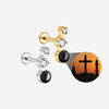 Double Stone Projector Cross Earring F136 Titanium Personalized Piercing Jewelry