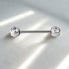 ASTM F136 Titanium 14G Internally Threaded Barbell with Bezel-Set Opal – Nipple, Lip, Eyebrow Piercing Jewelry