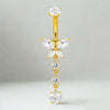 F136 Titanium Belly Ring with CZ Bezel Top
