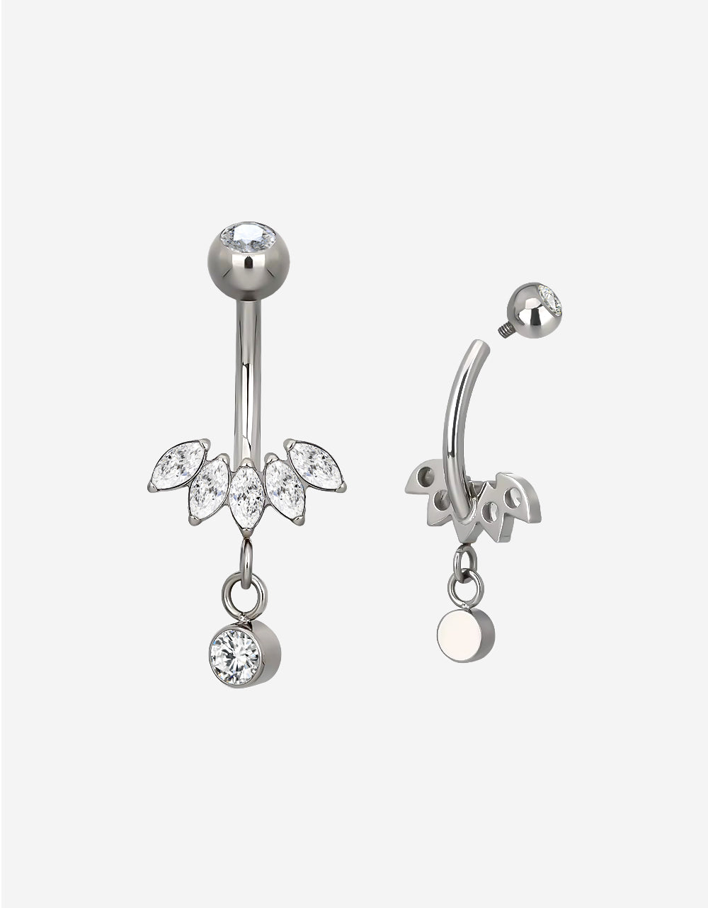 Titanium 5 Marquise With Bezel Set CZ Dangle