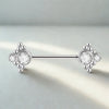 Double CZ Nipple Barbell with Chain – Hypoallergenic Titanium